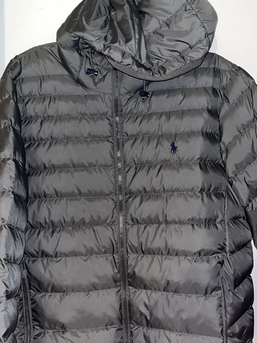 Polo by Ralph Lauren Men's Dark Gray Quilted Hooded Puffer Jacket